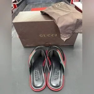 100% Authentic Gucci Black and Red Leather Flip Flops Sandals Brand New! Gucci | Shoes | 0 Authentic Gucci Black And Red Leather Flip  main image 4